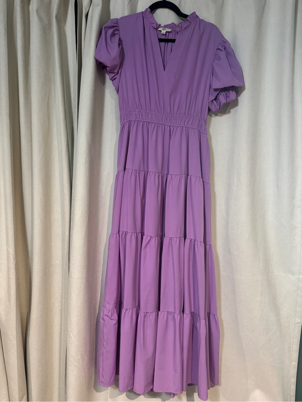 entro Lilac Tiered Maxi Dress with Puff Sleeves